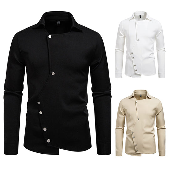 Herren Hemd mit asymmetrischem Knopfdesign und modernem Kragen EB