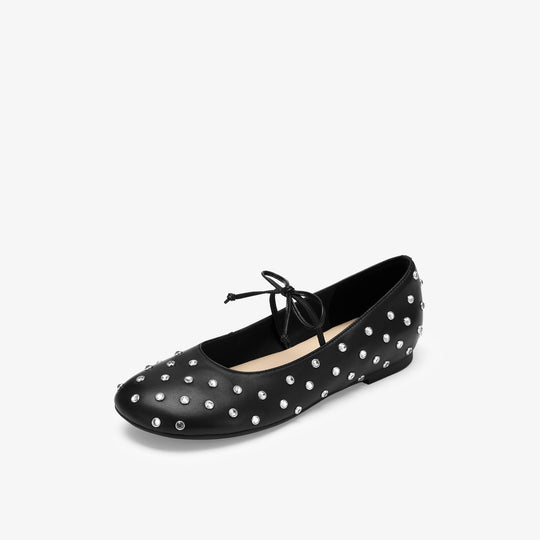 Damen Ballerinas mit funkelndem Strassbesatz und eleganter Schnürung EB