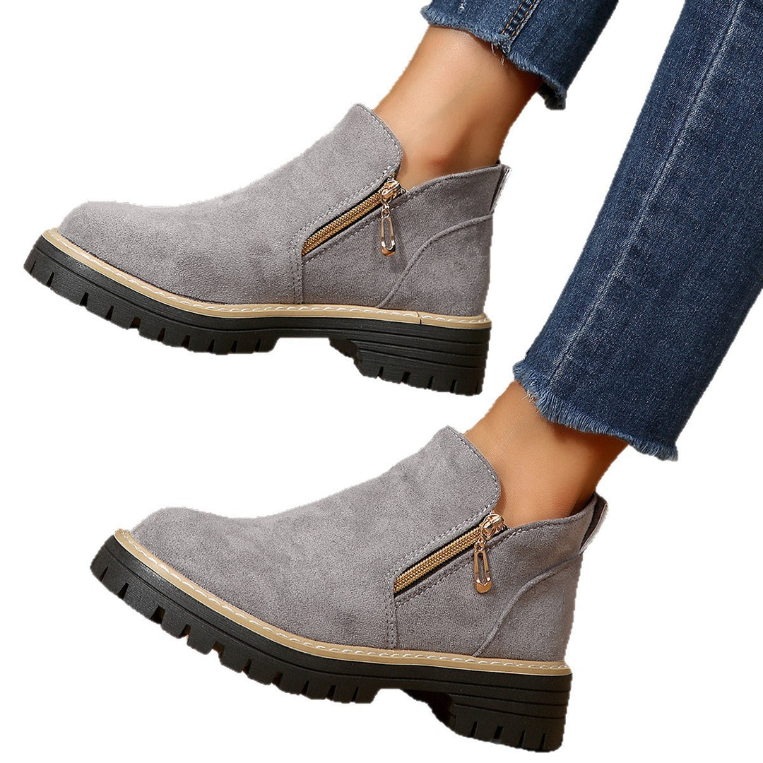 Damen Stiefeletten mit dekorativem Reißverschluss und rutschfester Sohle EB