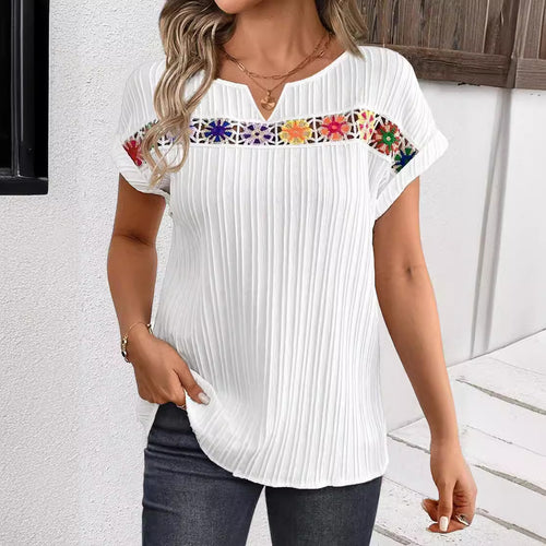 Damen Freizeit Oberteil mit buntem Stickdesign Heidi-Mode
