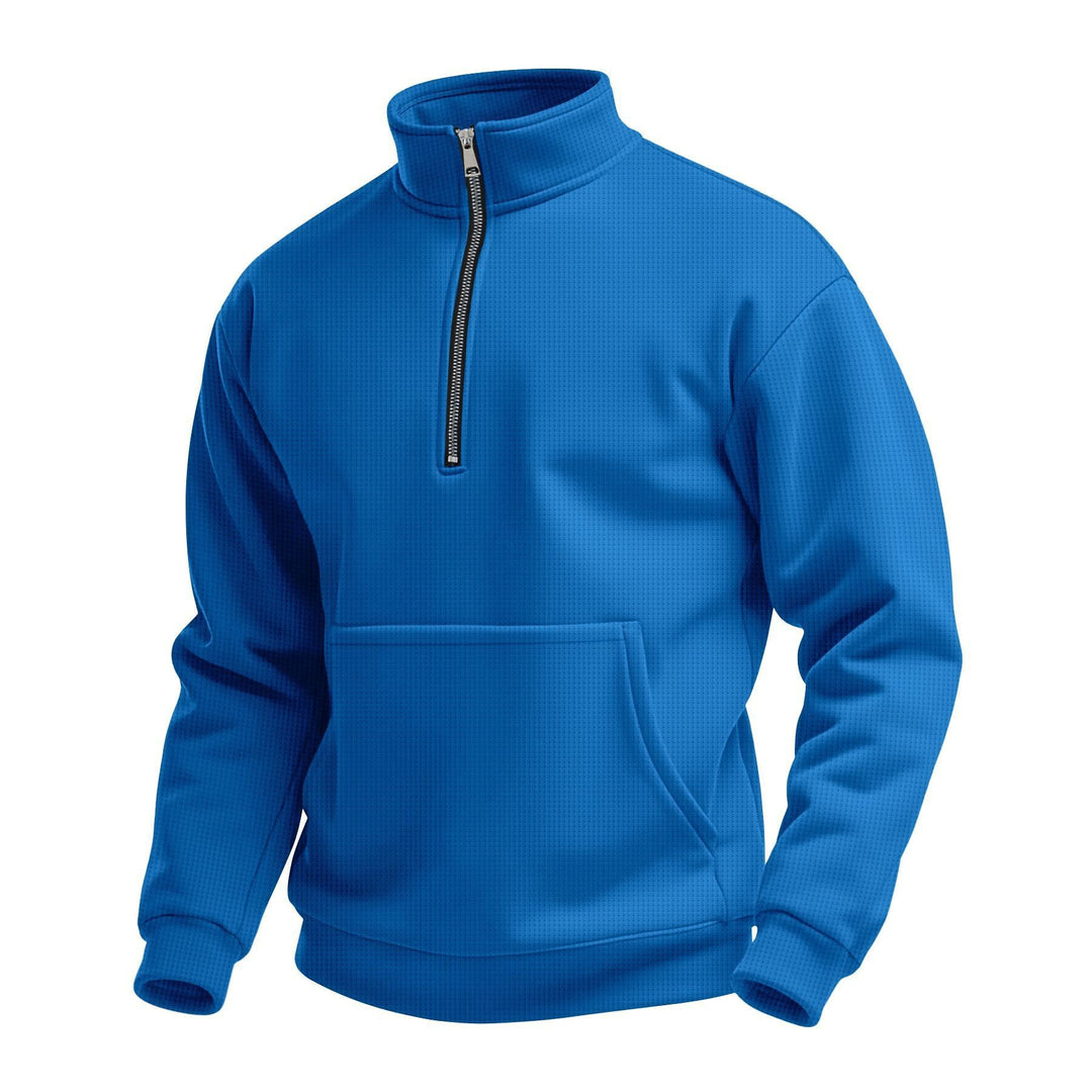 Unisex nan komfortabler Halbzip Pullover mit Kängurutasche und Stehkragen aus Strukturfleece EB