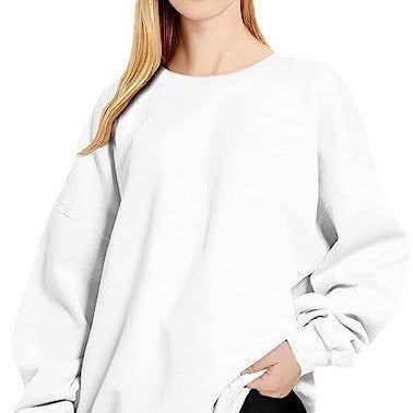 Damen nan Oversize-Sweater mit tiefem Schulterfall und gerippten Bündchen EB