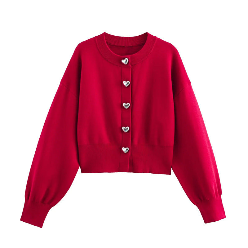 Damen Strickjacke mit Herzenknöpfen EB