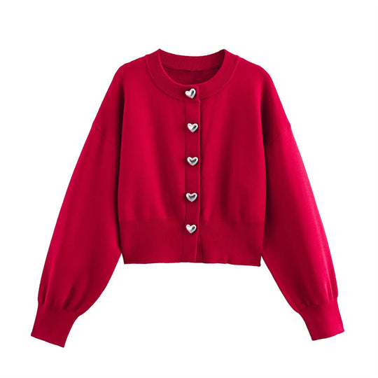 Damen Strickjacke mit Herzenknöpfen EB