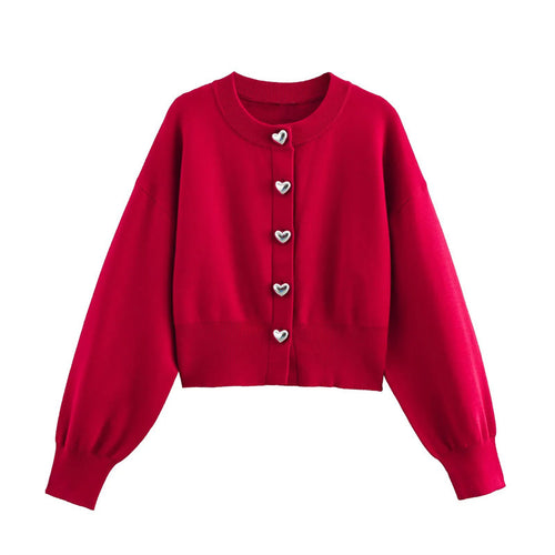Damen Strickjacke mit Herzenknöpfen EB