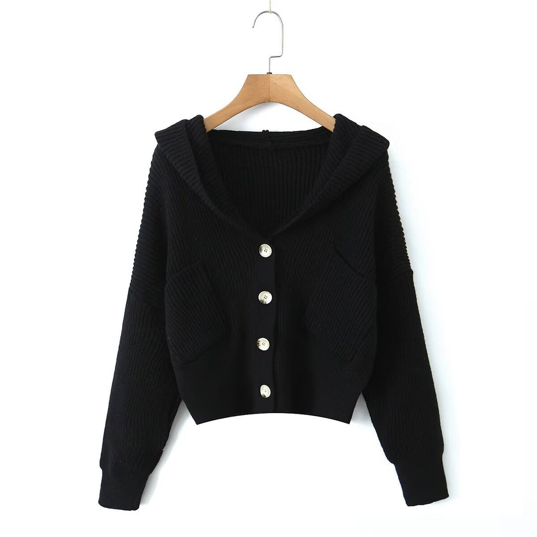 Damen lässige Strickjacke mit Kapuze und praktischen Taschen EB