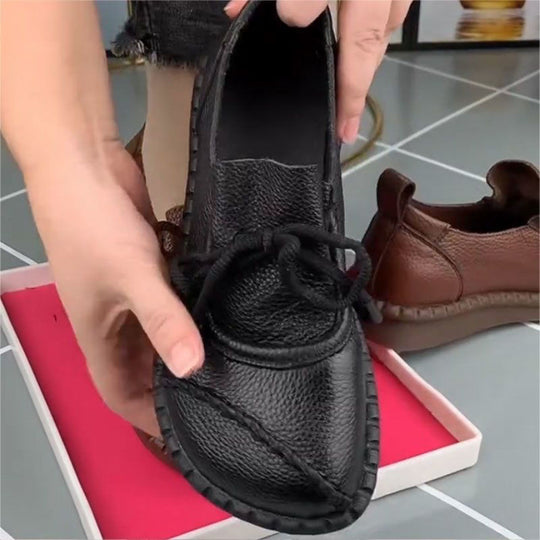 Damen Bequeme Mokassins mit elastischen Schnürsenkeln EB