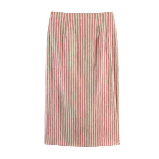 Damen Wickelrock mit diagonalem Streifenmuster und eleganter Drapierung EB