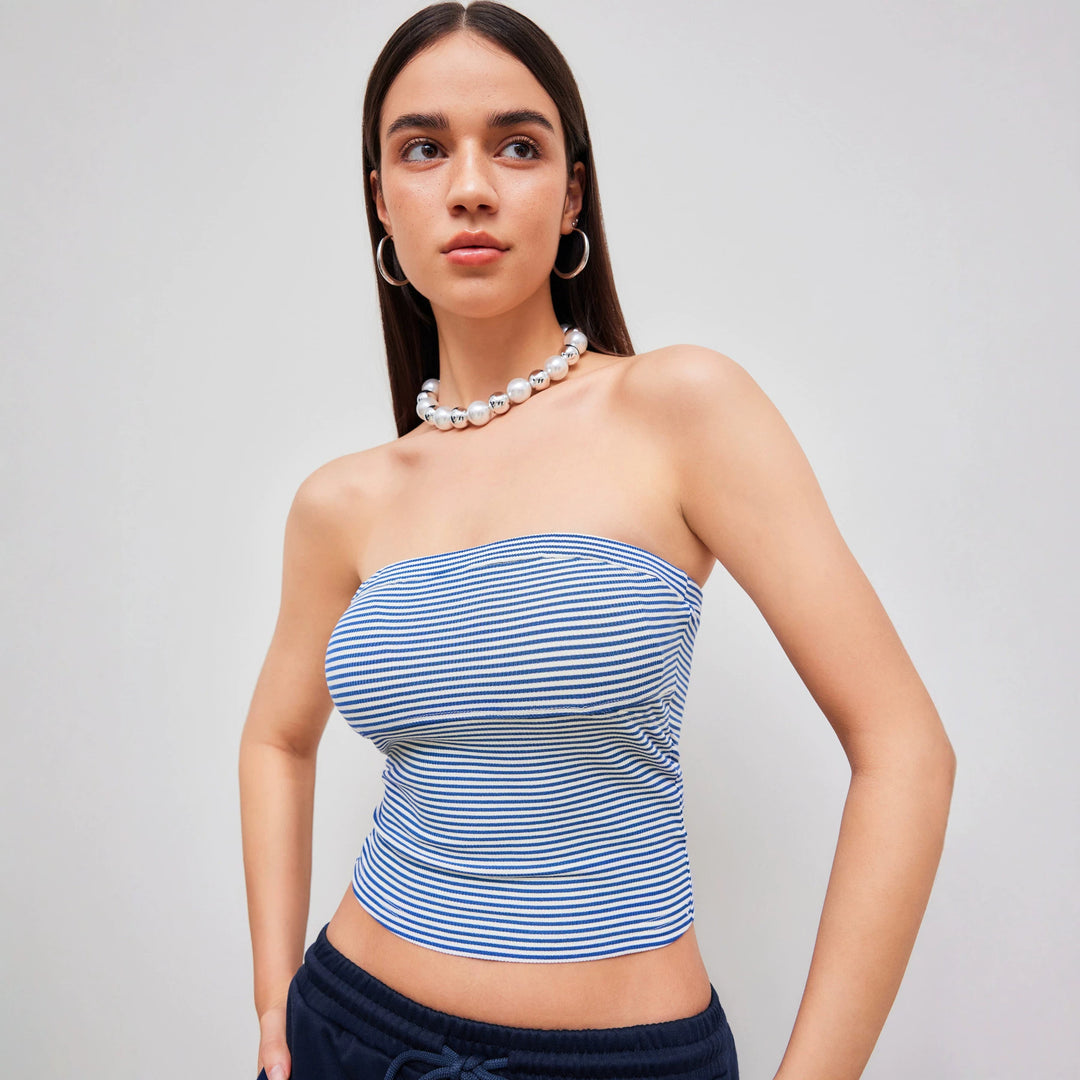 Damen Bandeau-Top mit feinen Streifen EB