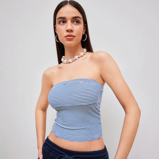 Damen Bandeau-Top mit feinen Streifen EB