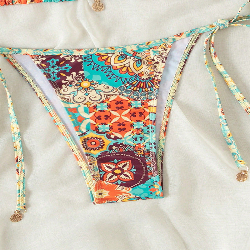 Damen Triangel-Bikini mit verspieltem Design und verstellbaren Bändern EB