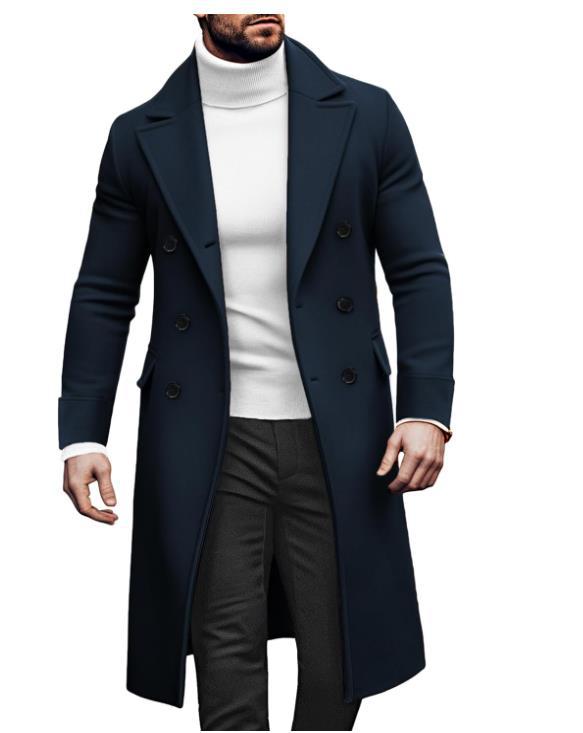 Herren Eleganter Doppelreiher-Mantel mit hochwertigem Material und klassischem Schnitt EB