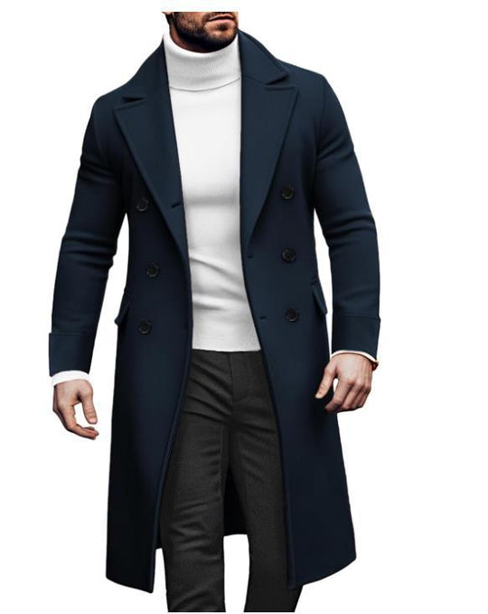 Herren eleganter Mantel mit doppelter Knopfreihe und modernem Schnitt EB