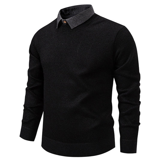 EB | Herren Strickpullover mit Kontrastkragen
