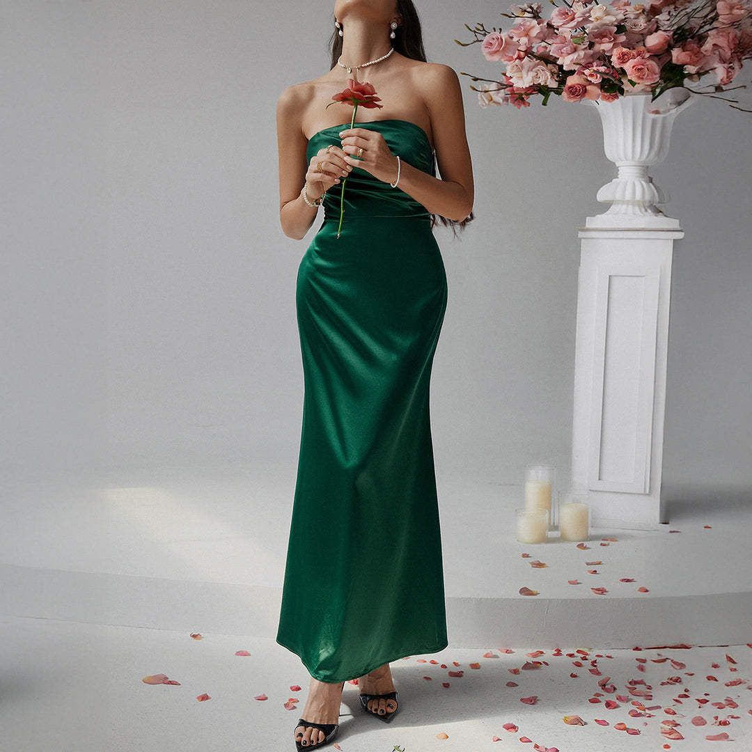 Damen Bustier Maxikleid mit elegantem Schnitt und fließendem Material EB