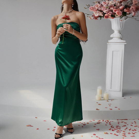 Damen Bustier Maxikleid mit elegantem Schnitt und fließendem Material EB