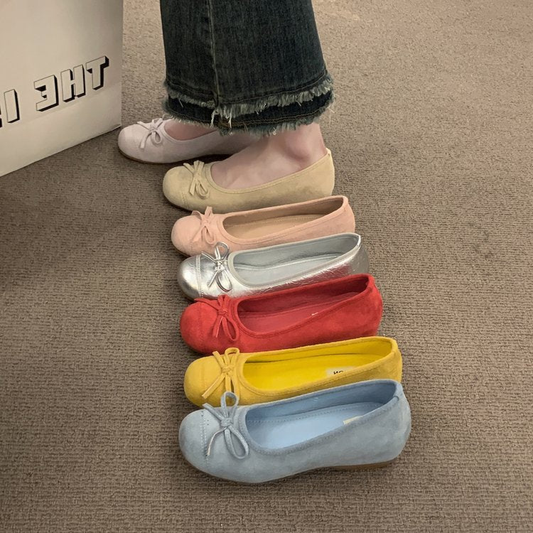 Damen Ballerinas mit dekorativem Schleifendetail und hochwertiger Fleeceaussensohle EB