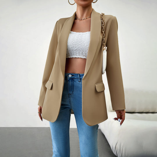 Damen nan langer Oversize-Blazer mit schmaler Reverslinie und soften Schulterpolstern EB
