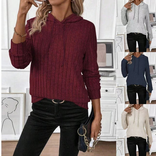 Damen Fleece Kapuzenpulli im Rippdesign EB