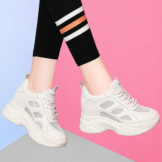 Damen Bequeme Lauf-Sneaker mit atmungsaktivem Mesh-Obermaterial und stoßdämpfender Sohle EB