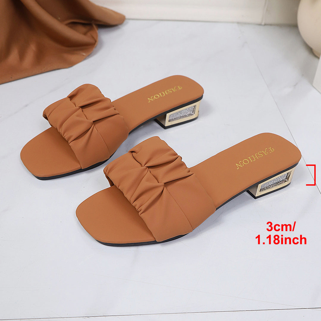 Damen Modische Flachsandalen mit elegantem Rüschendesign und stilvollem Blockabsatz EB