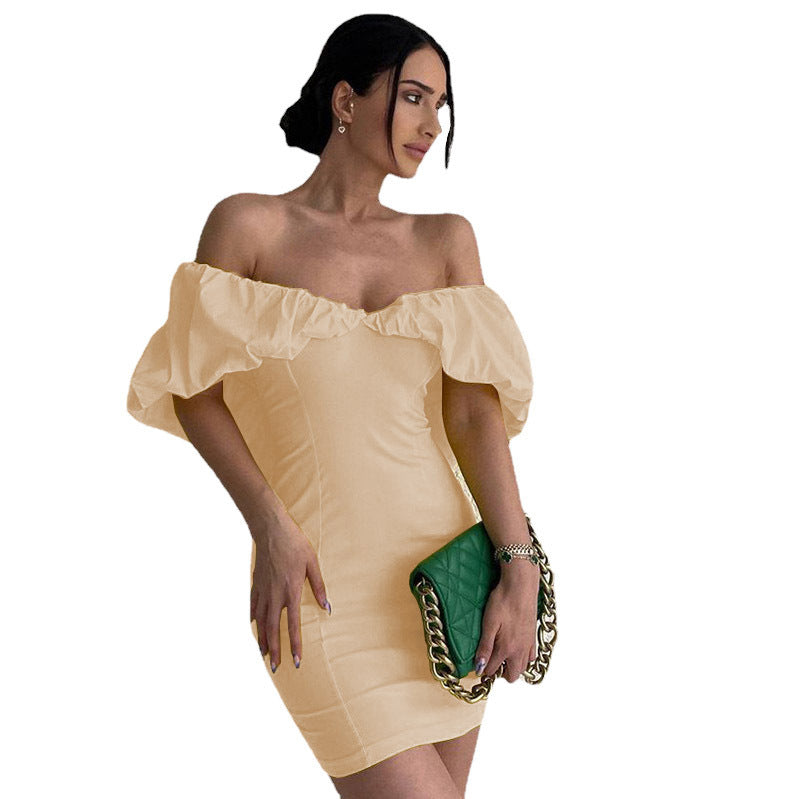 Damen Off-Shoulder Minikleid mit voluminösen Ärmeln EB
