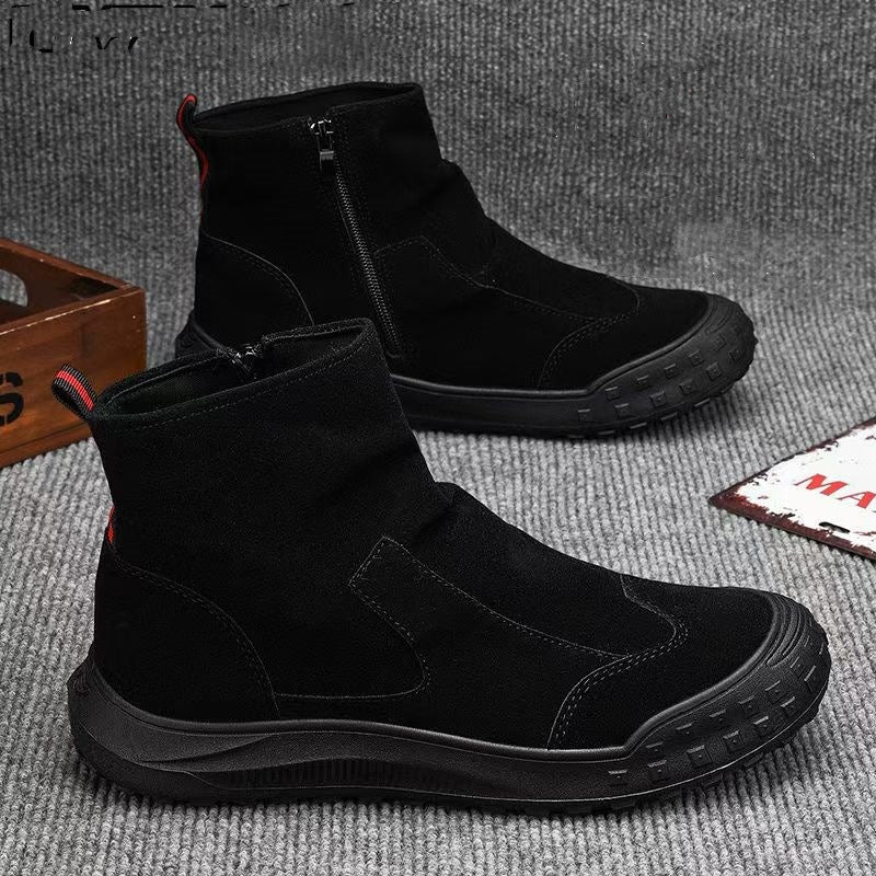 Damen modische Ankle-Boots mit robustem Profil und praktischem Reißverschluss EB