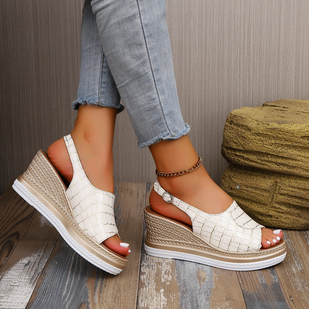 Damen Wedge-Sandaletten mit komfortablem Riemendesign und modischer Textur EB