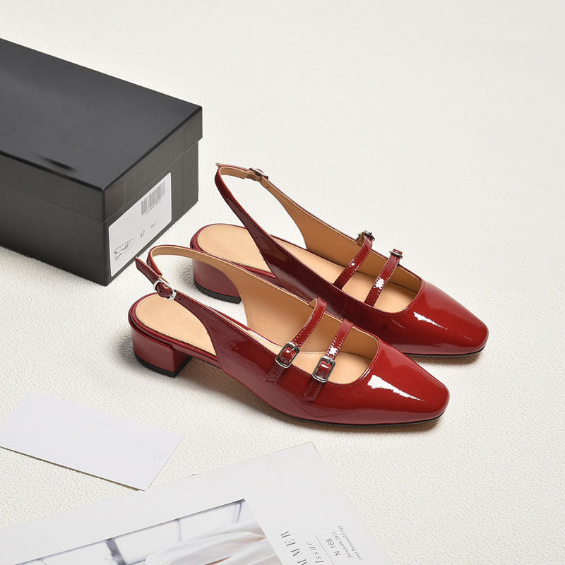 Damen Slingback-Pumps mit modischen Schnallen und elegantem Blockabsatz EB