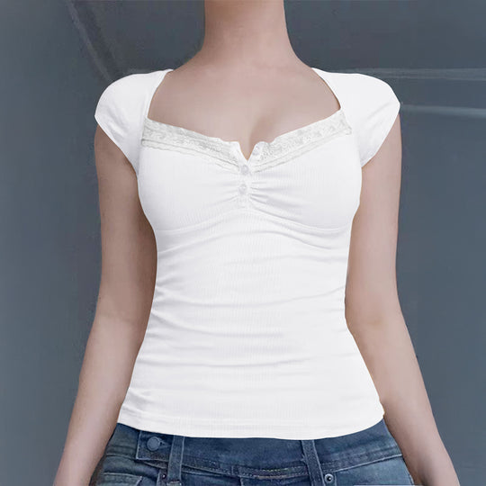 Damen Ripp-Trägershirt mit setzen Spitze EB