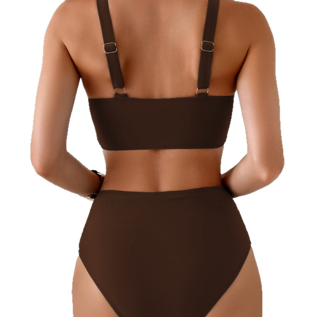 Damen Hochtailliertes Bikini-Set mit eleganter Wickeloptik EB