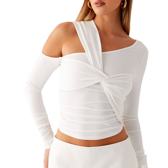 Damen Raffiniertes Longsleeve Shirt mit asymmetrischem Design EB