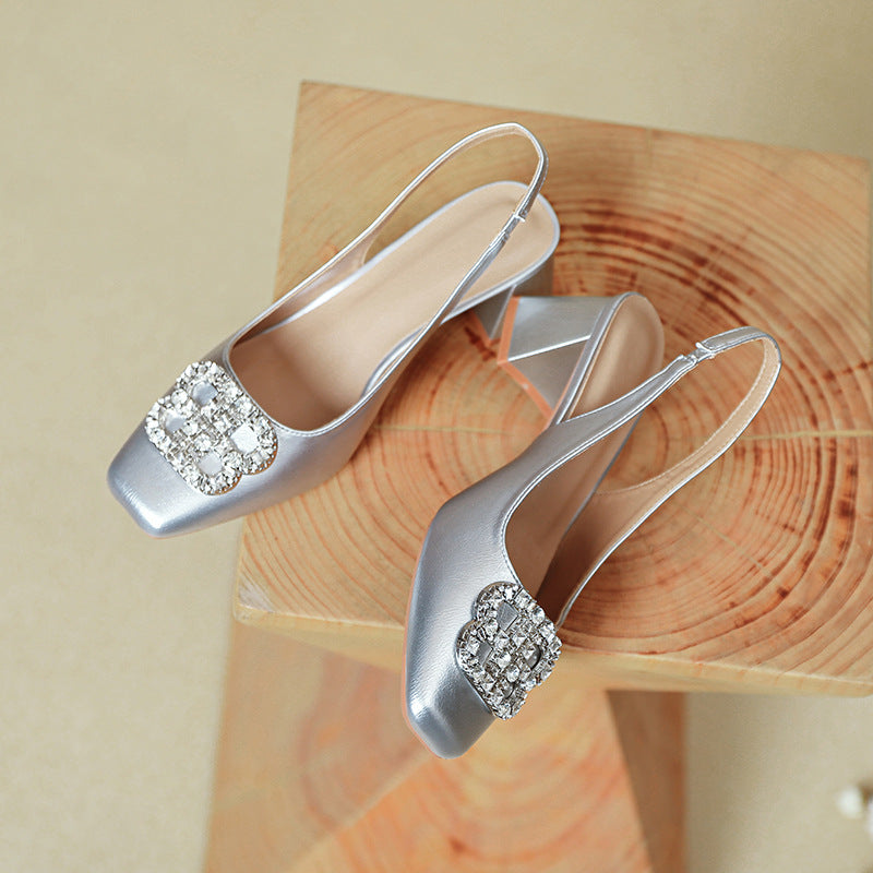 Damen Slingback-Pumps mit glamourösem Schmuckdetail und komfortablem Blockabsatz EB