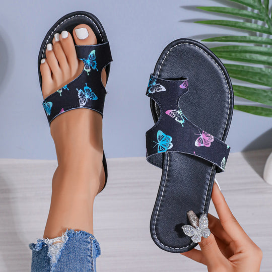 Damen Riemchen-Pantoletten mit buntem Design und komfortabler Sohle EB