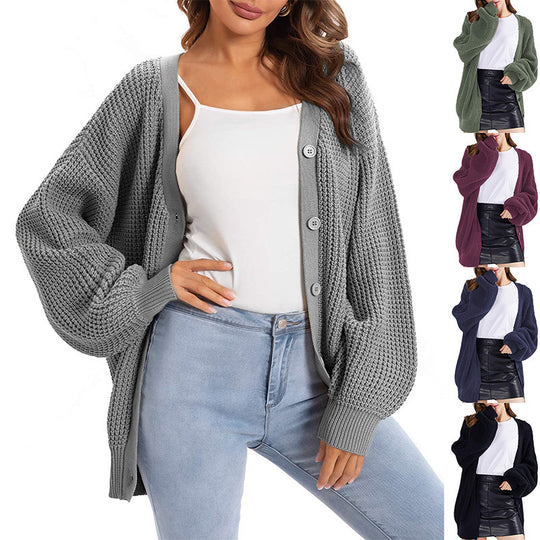 Damen Grobstrickcardigan mit überschnittenen Ärmeln EB
