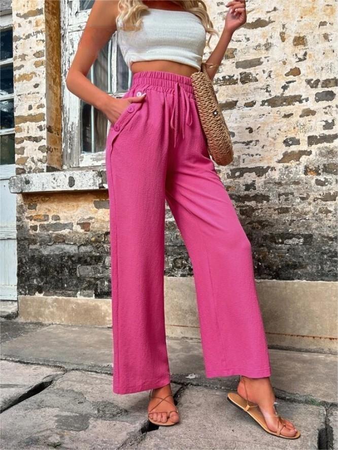 Damen Elegante Freizeit-Hosen mit elastischem Bund und seitlichen Taschen EB