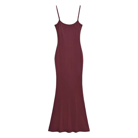 Damen figurbetontes Träger-Maxikleid aus Jersey