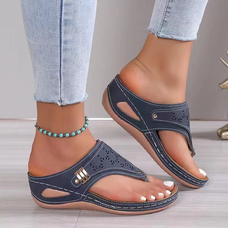 Damen nan ergonomische orthopädische Zehensteg-Sandalen mit gepolstertem Fußbett EB
