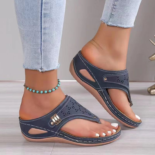 Damen nan ergonomische orthopädische Zehensteg-Sandalen mit gepolstertem Fußbett EB