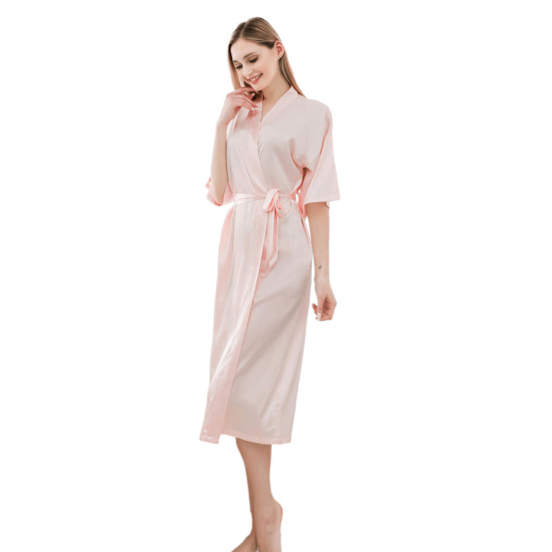 Damen luxuriöser Satin-Bademantel EB