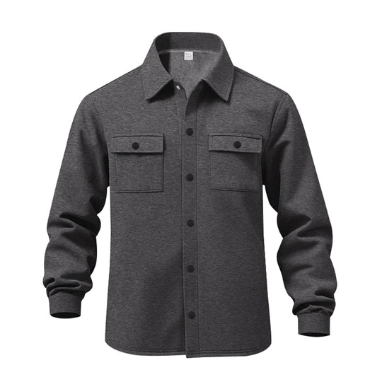 Herren lässige Button-Down Hemdjacke mit zwei seitlichen Brusttaschen und klassischem Kragen EB