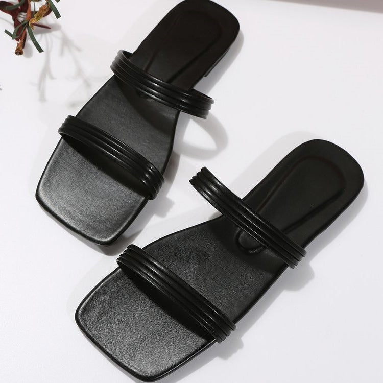 Damen modische Riemchensandalen mit eleganten Querstreifen EB