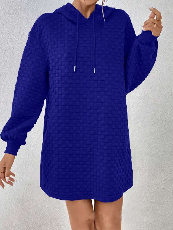 Damen Kapuzenkleid mit Strukturmuster und langen Ärmeln EB