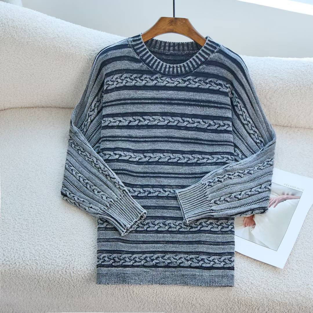 Damen Strickpullover mit detailiertem Zopfmuster und lässigem Schnitt EB