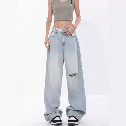 Damen Baggy-Jeans mit hohen Taille und lässiger Passform EB
