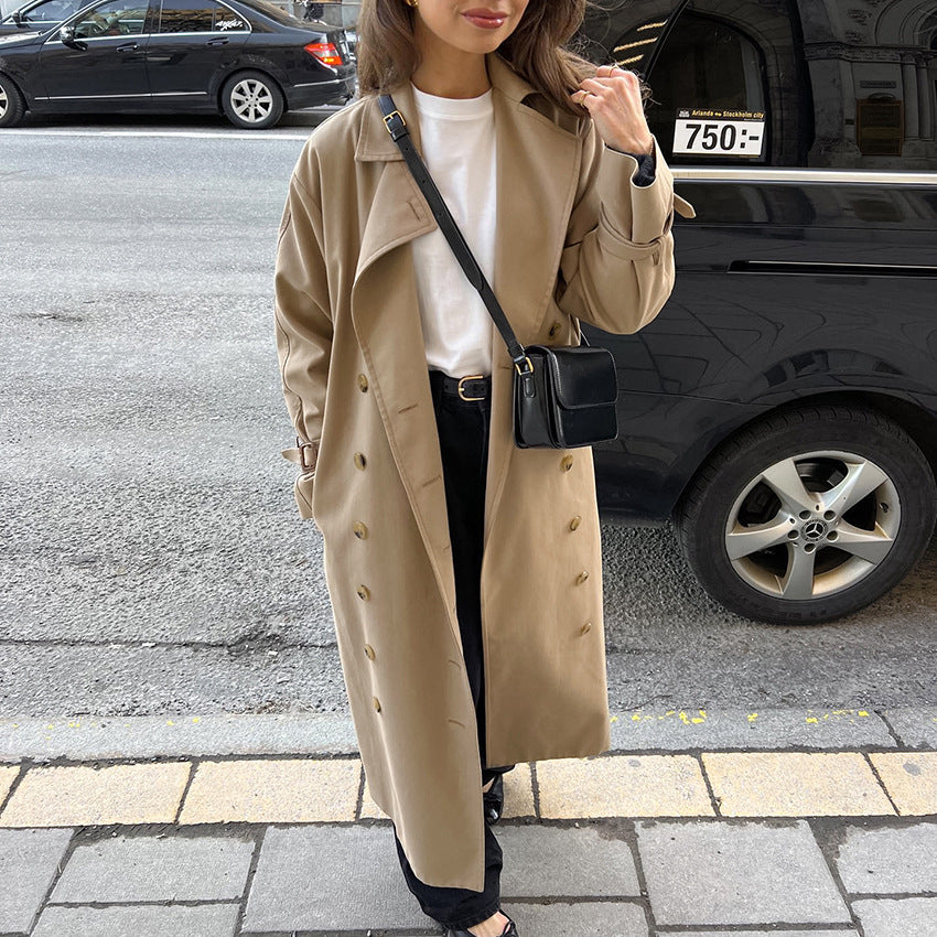 Damen Eleganter Trenchcoat mit hochwertiger Verarbeitung und lockerem Schnitt EB