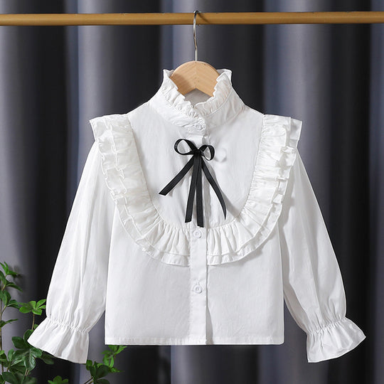 Mädchen verspielte Bluse mit Rüschendetails EB