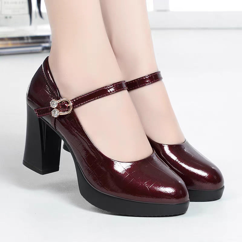 Damen Mary Jane Pumps mit Riemchen und elegantem Blockabsatz EB