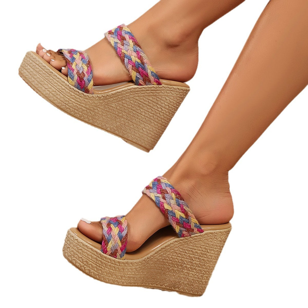 Damen Wedge-Sandalen mit geflochtenem Riemendesign und natürlicher Jutebasis EB