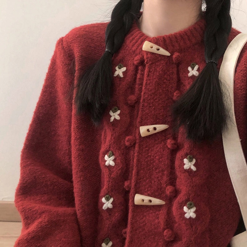 EB | Strick Strickjacke mit Blumenmuster